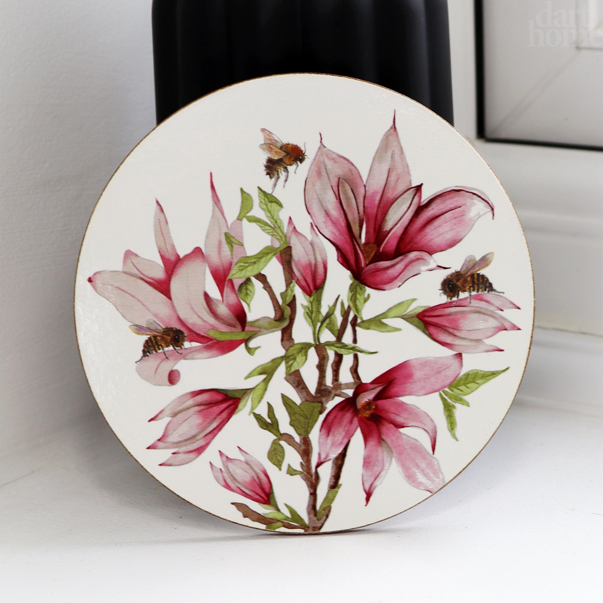 Pink Magnolia Mug Coaster And Tray Set