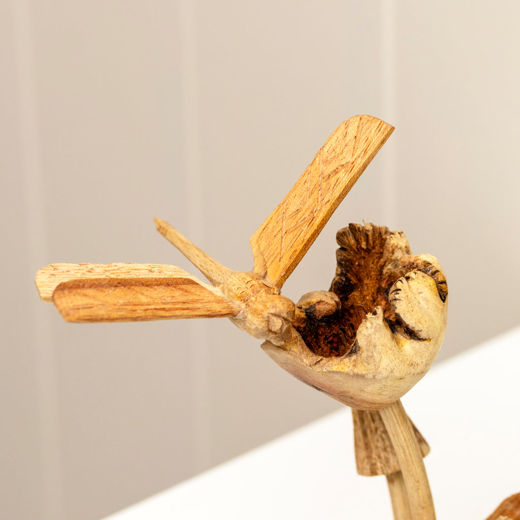 Dragonfly On 5 Teak Root Mushrooms Sculpture