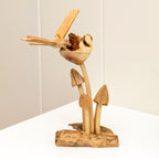 Dragonfly On 5 Teak Root Mushrooms Sculpture