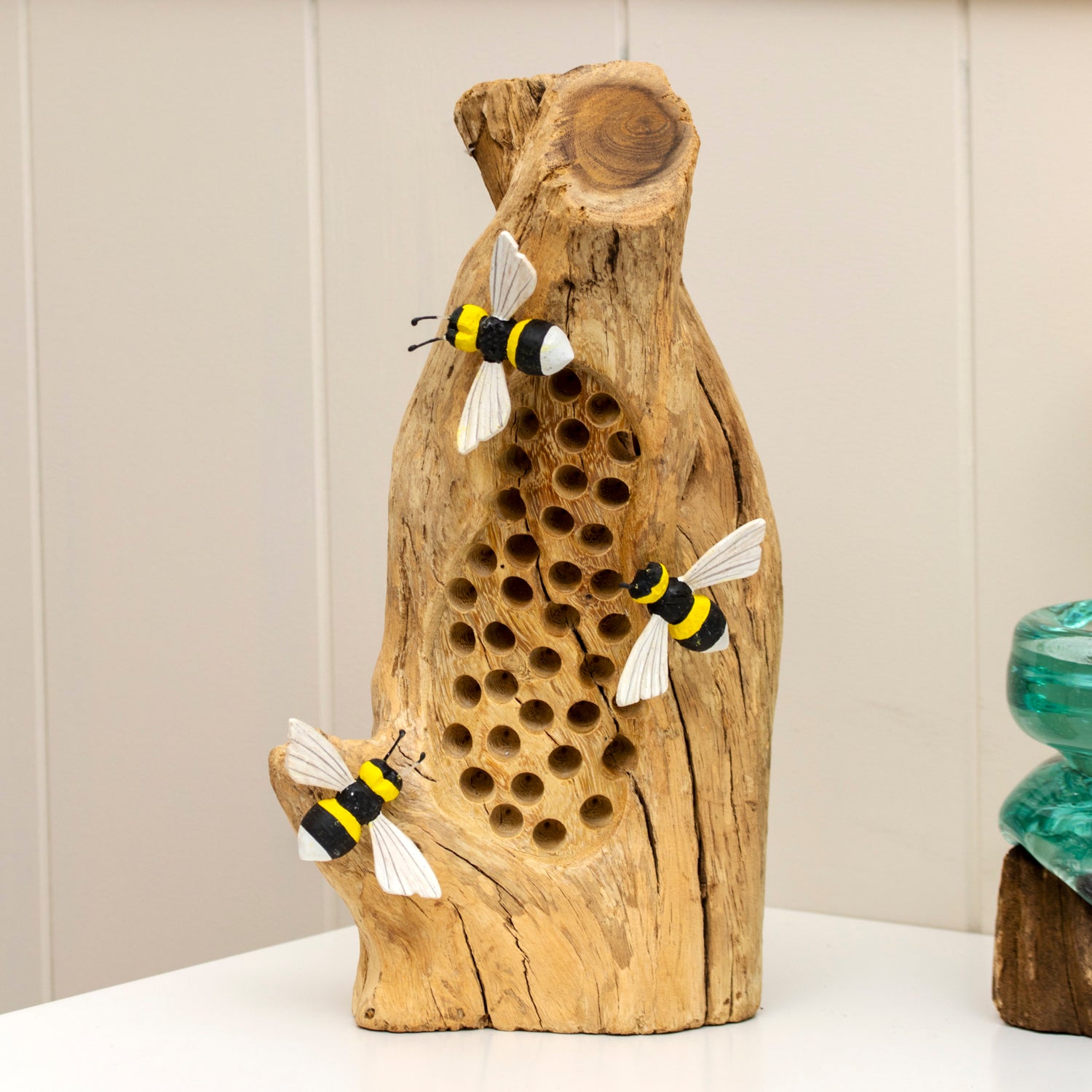 Teak Root Bumblebee Honeycomb Sculpture