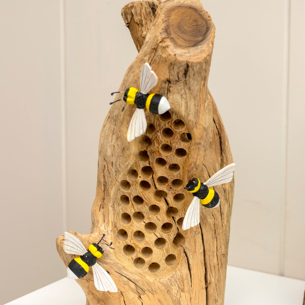 Teak Root Bumblebee Honeycomb Sculpture