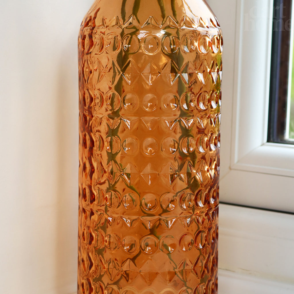 Orange Patterned Glass Bottle Vase