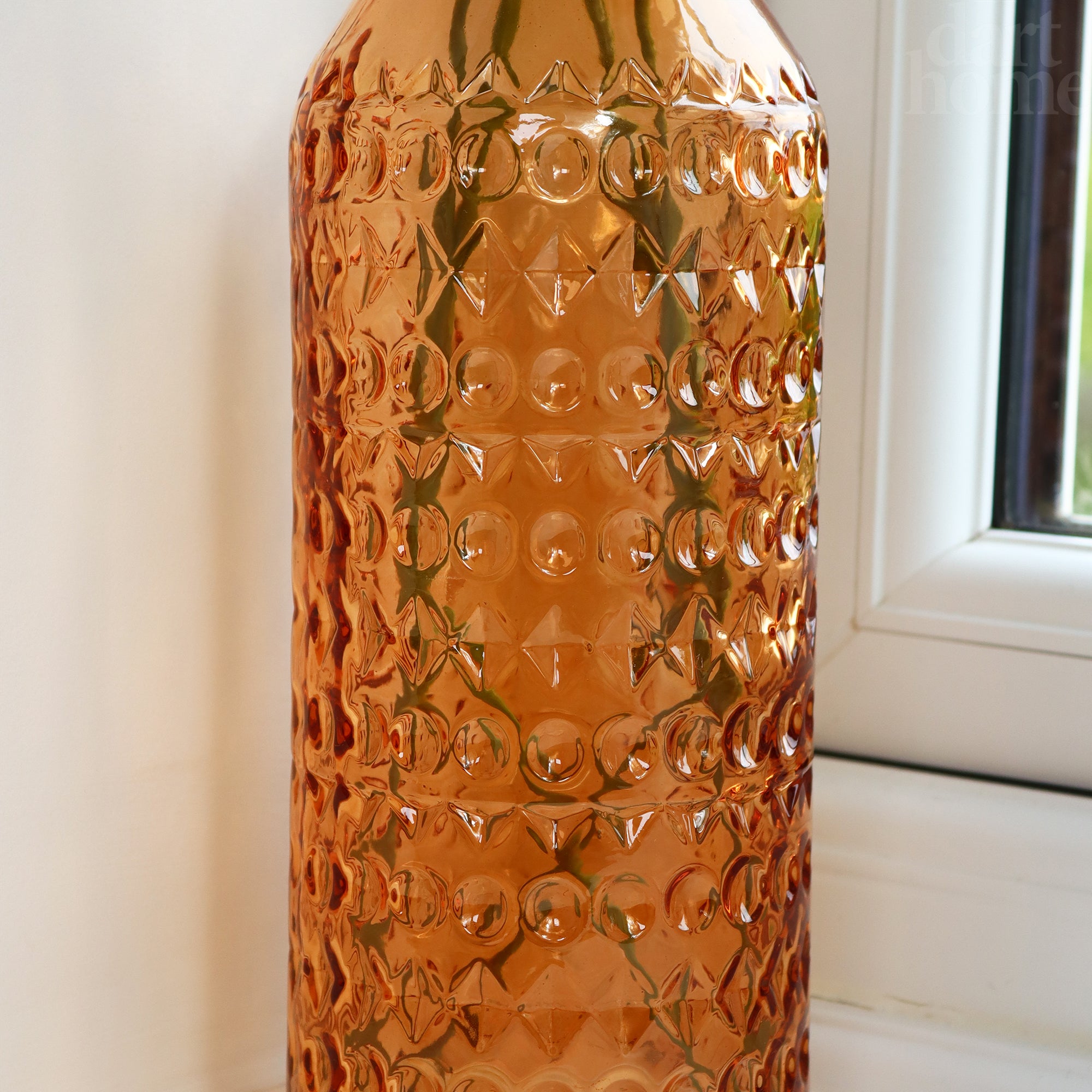 Orange Patterned Glass Bottle Vase