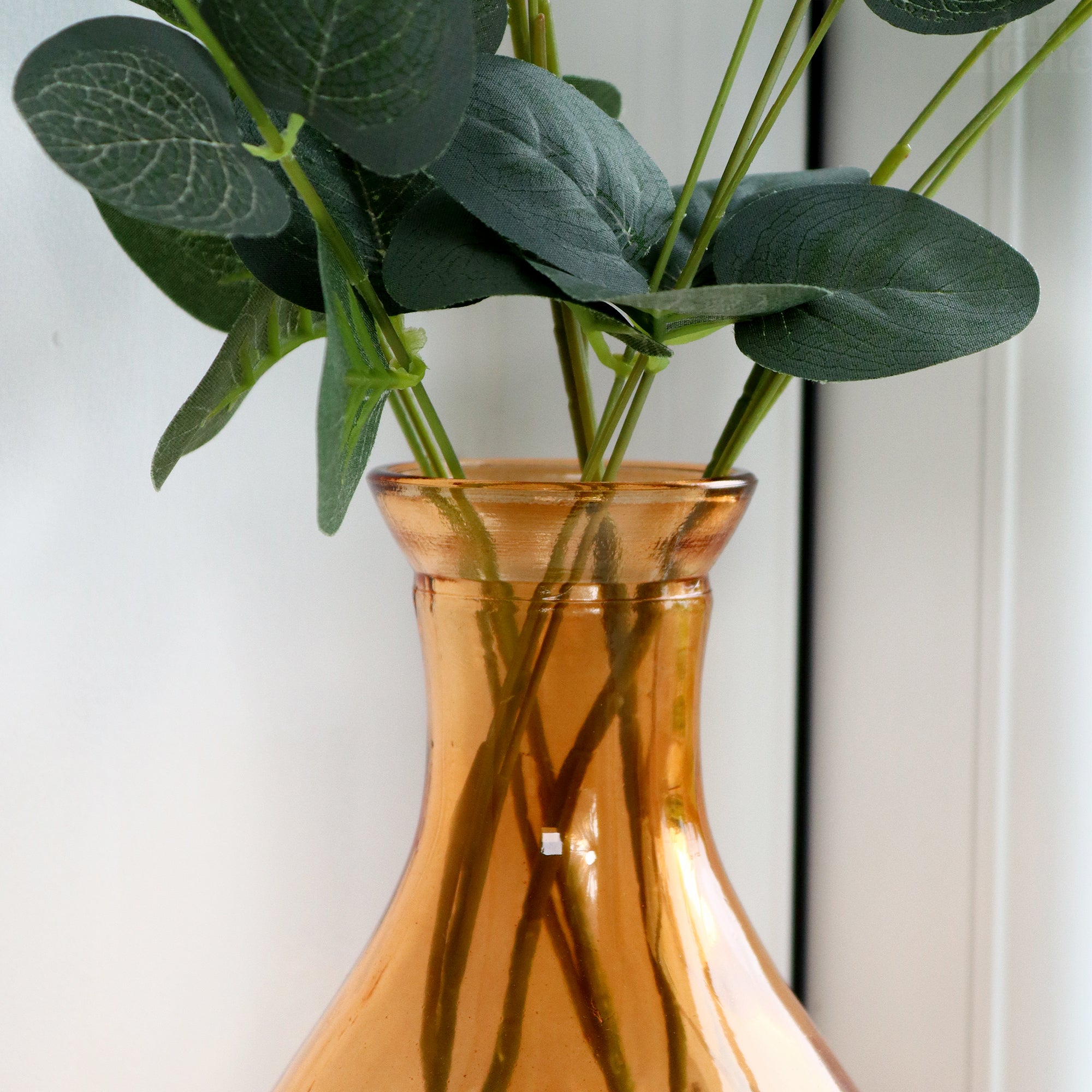 Orange Patterned Glass Bottle Vase