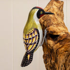 Green Woodpecker On Teak Root Tree Sculpture