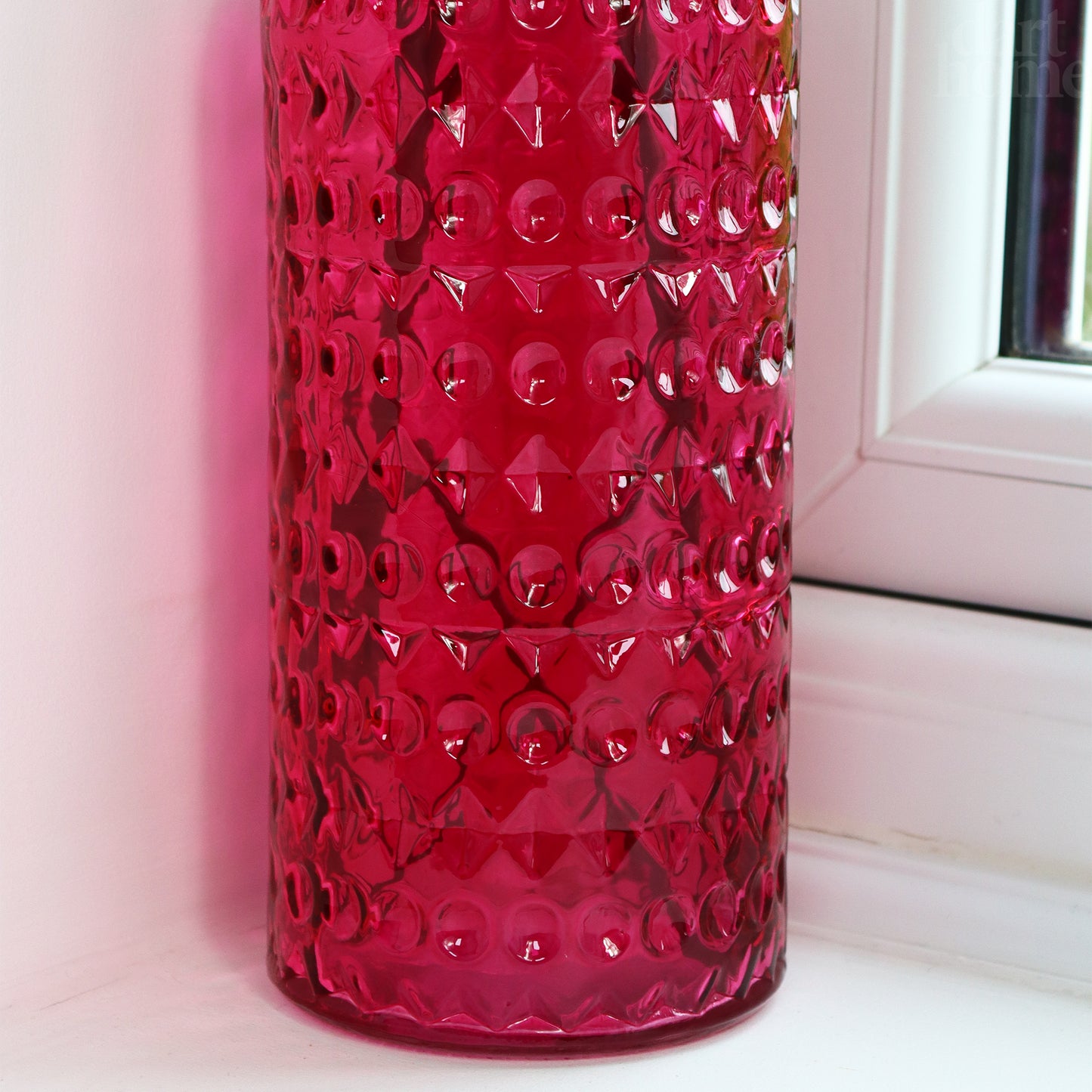 Pink Patterned Glass Bottle Vase