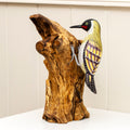Green Woodpecker On Teak Root Tree Sculpture