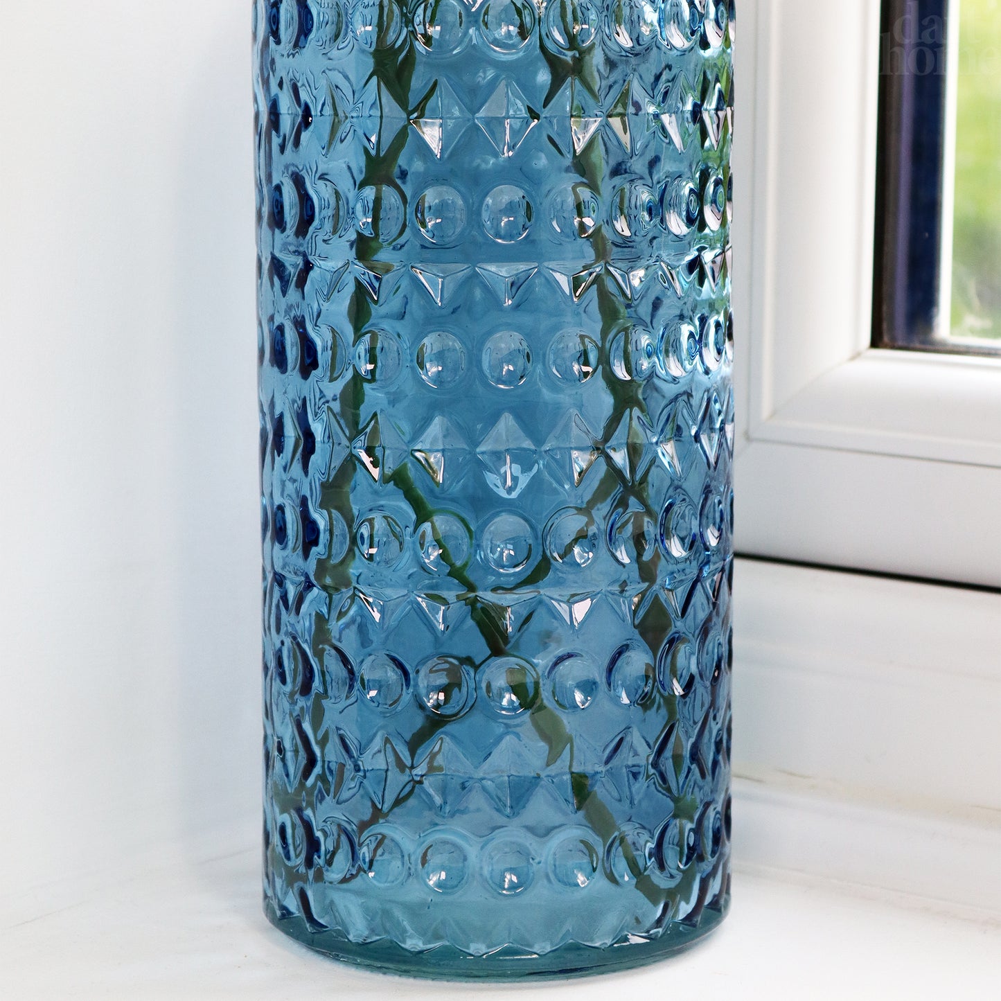 Blue Patterned Glass Bottle Vase