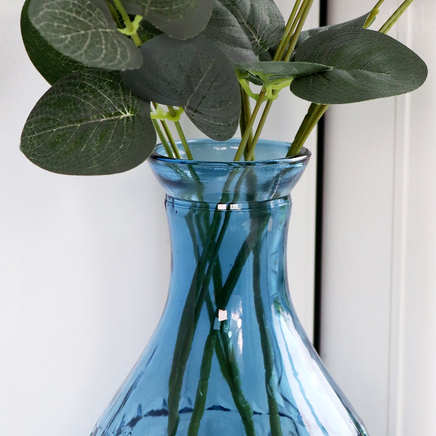 Blue Patterned Glass Bottle Vase