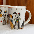 Set Of 2 Fine China Puppy Crew Mugs