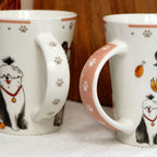 Set Of 2 Fine China Puppy Crew Mugs