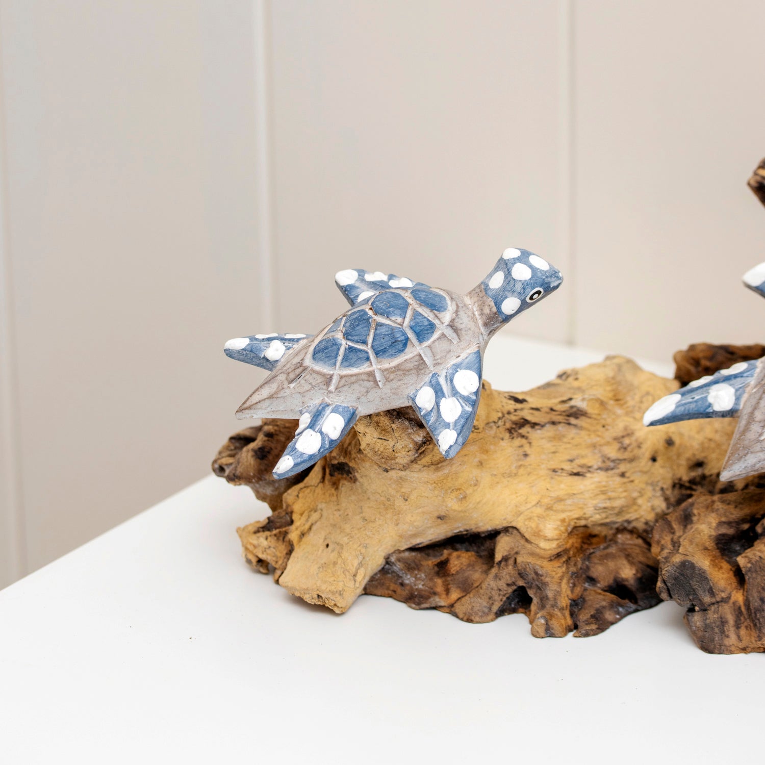 Swimming Turtles On Teak Root Coral Reef Sculpture