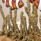 Clownfish In Seagrass On Teak Root Base Sculpture