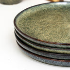 Set Of 4 Green Reactive Glaze Side Plates