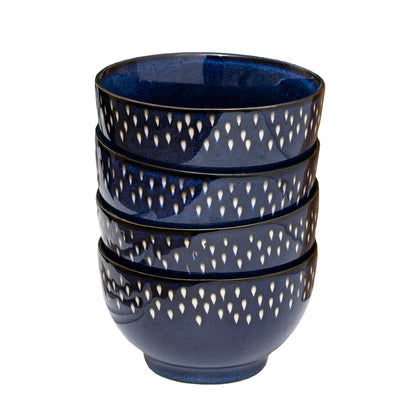 Blue Splash Reactive Glaze Cereal Bowls Set Of 4