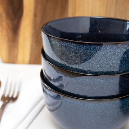 Blue Reactive Glaze Stoneware Cereal Bowls Set Of 4