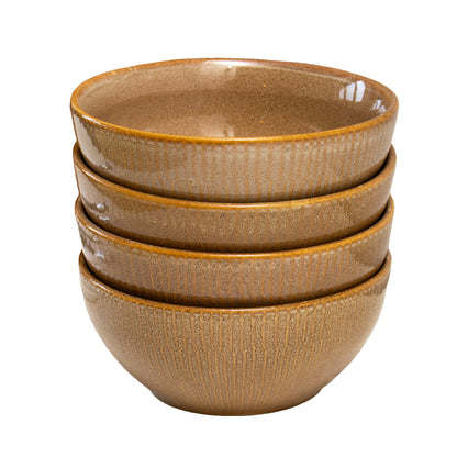 Brown Reactive Glaze Stoneware Cereal Bowls Set Of 4