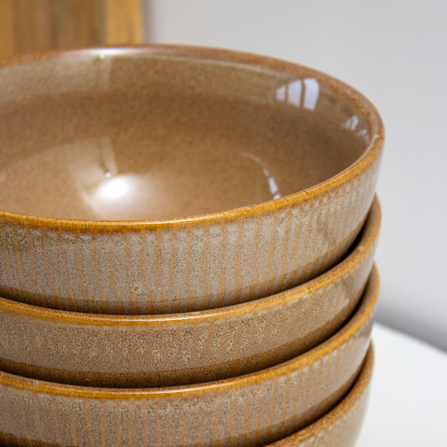 Brown Reactive Glaze Stoneware Cereal Bowls Set Of 4