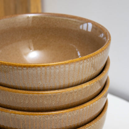 Brown Reactive Glaze Stoneware Cereal Bowls Set Of 4