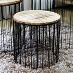 Set Of 3 Wood And Metal Plant Stands
