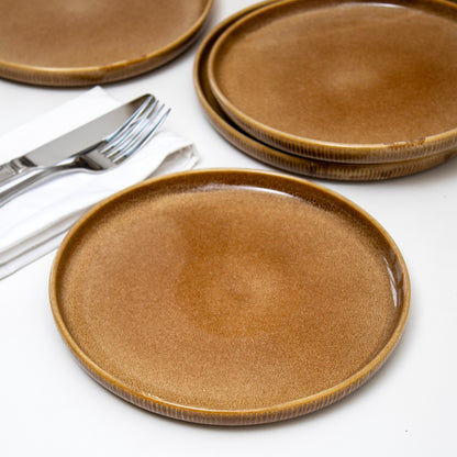 Brown Reactive Glaze Stoneware Side Plates Set Of 4