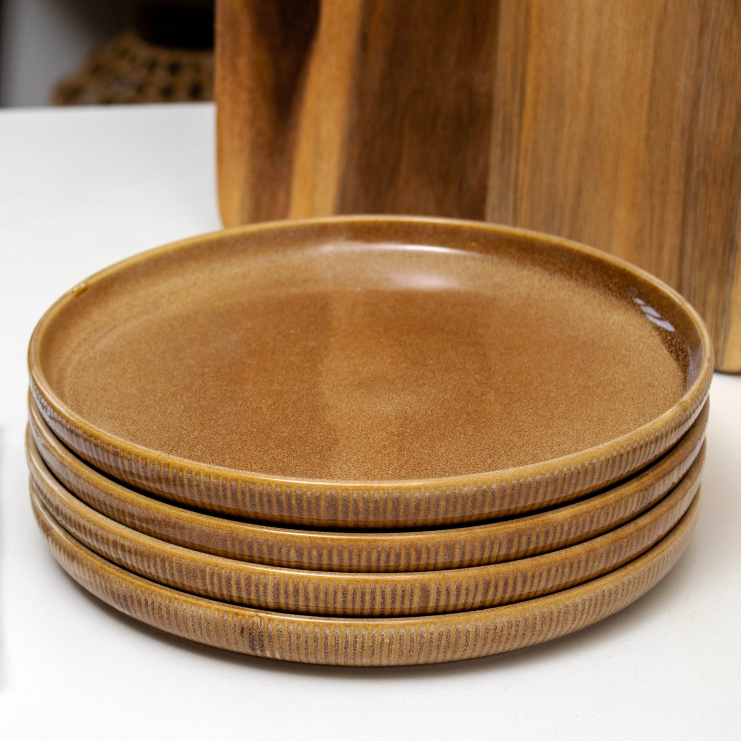 Brown Reactive Glaze Stoneware Side Plates Set Of 4