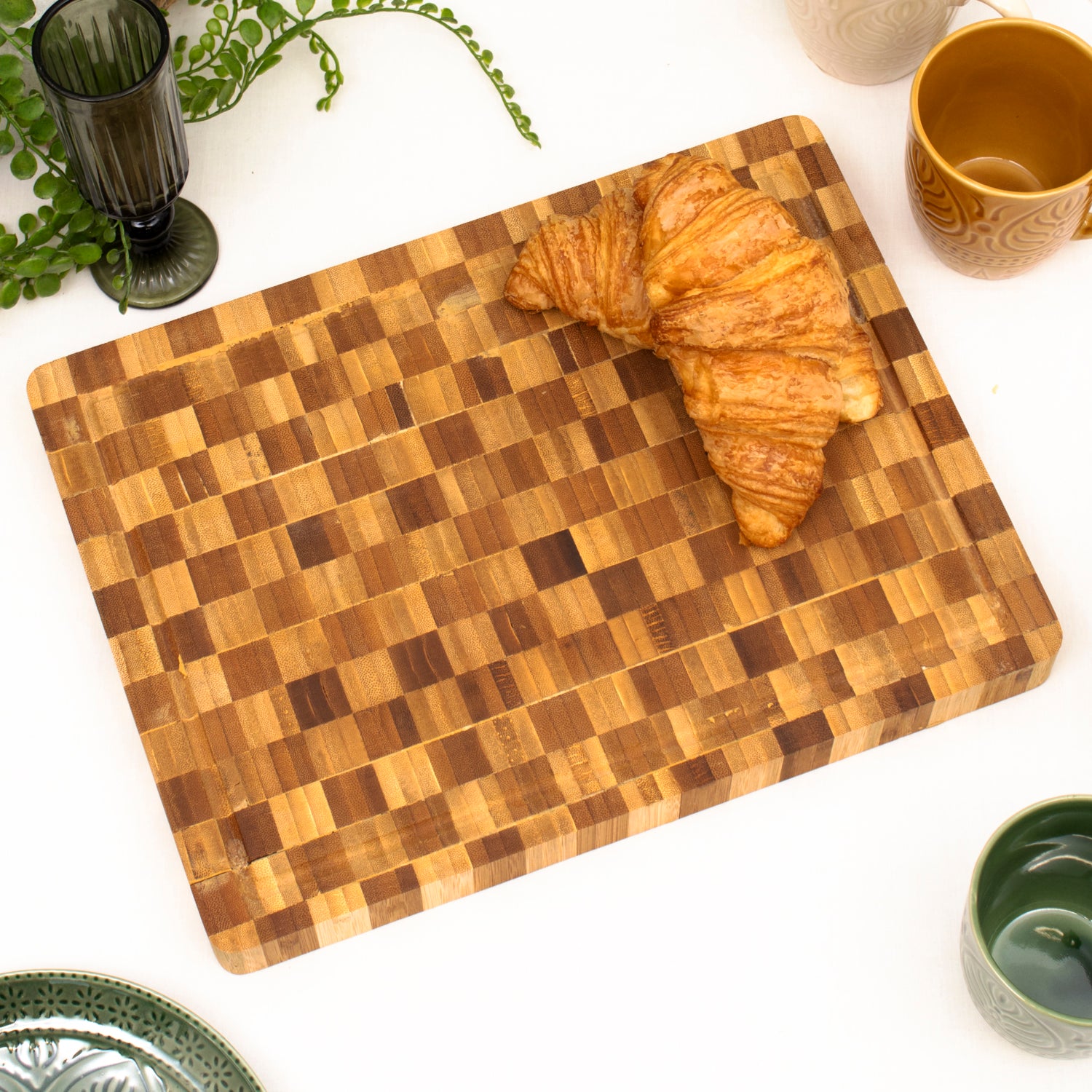 Large Bamboo Chequered Chopping Board