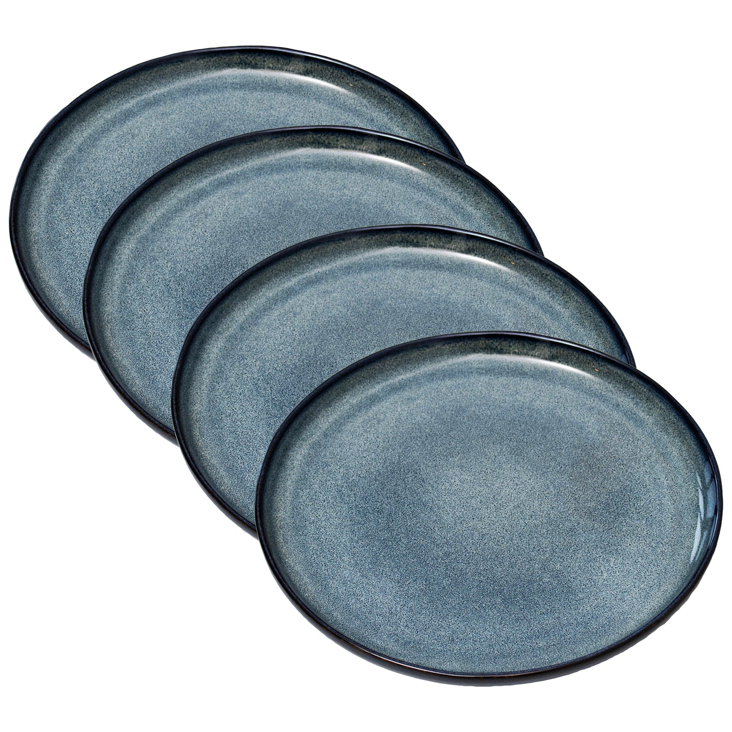 Blue Reactive Glaze Stoneware Dinner Plates Set Of 4