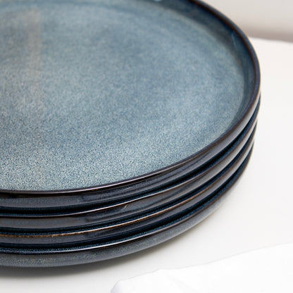 Blue Reactive Glaze Stoneware Dinner Plates Set Of 4