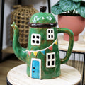 Large Green Teapot House Candle Holder