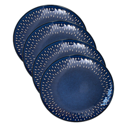 Blue Splash Reactive Glaze Dinner Plates Set Of 4