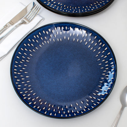 Blue Splash Reactive Glaze Dinner Plates Set Of 4