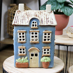 Blue Garden House Candle Holder