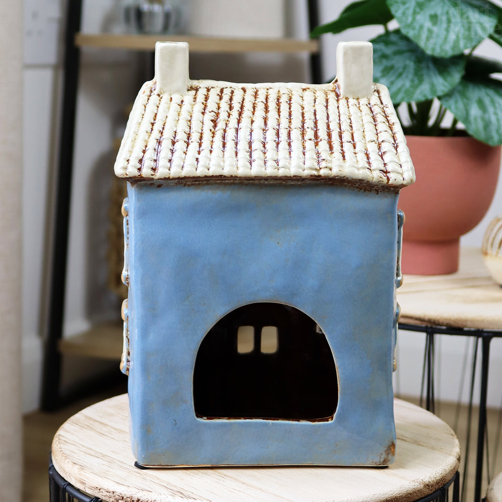 Blue Garden House Candle Holder