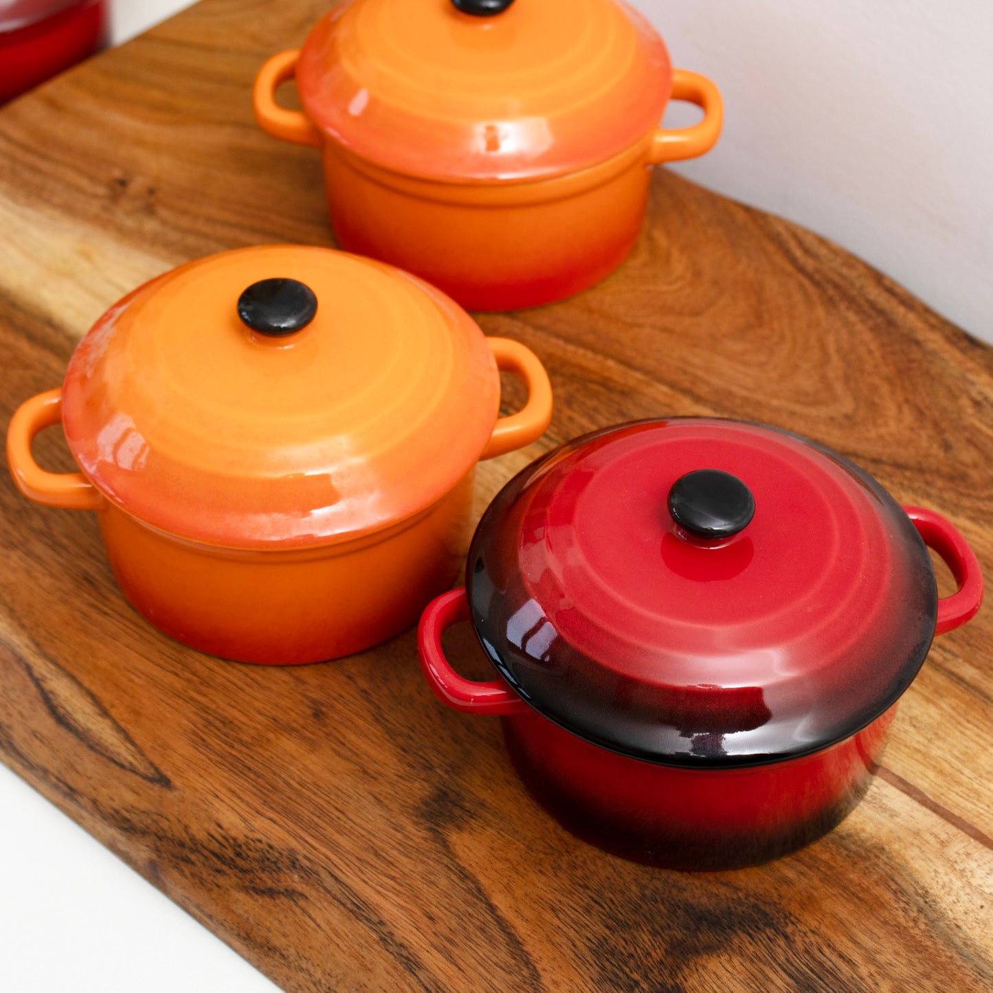 Set Of 4 Ombre Stoneware Mini Casserole Dishes