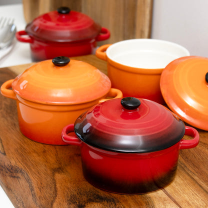 Set Of 4 Ombre Stoneware Mini Casserole Dishes