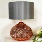 Copper Diamond Mercury Glass Lamp
