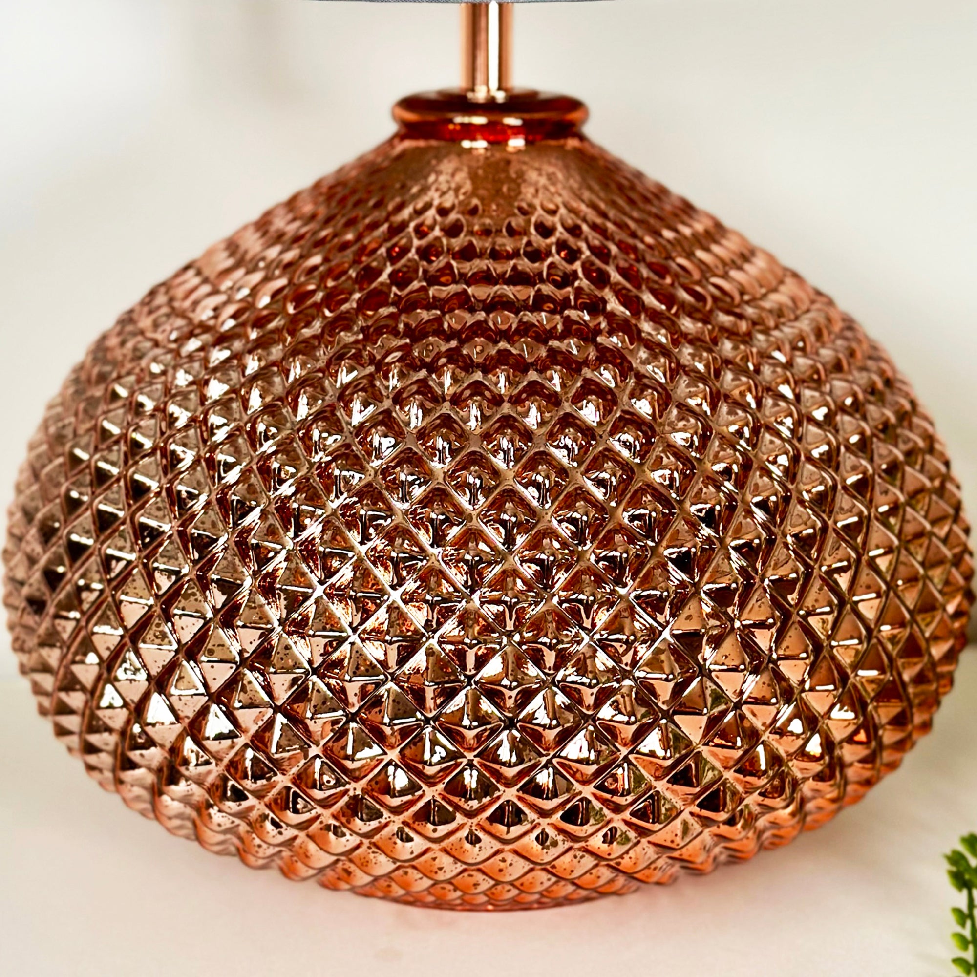 Copper Diamond Mercury Glass Lamp