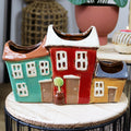 Three Colourful Terraced Houses Plant Pot