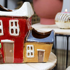 Three Colourful Terraced Houses Plant Pot