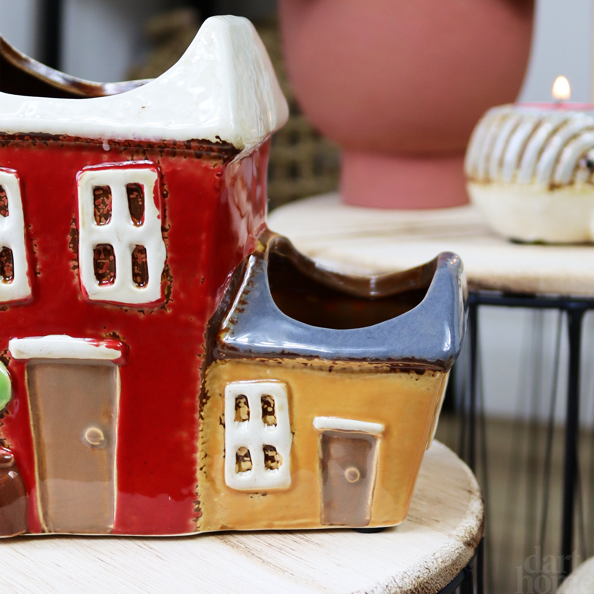 Three Colourful Terraced Houses Plant Pot