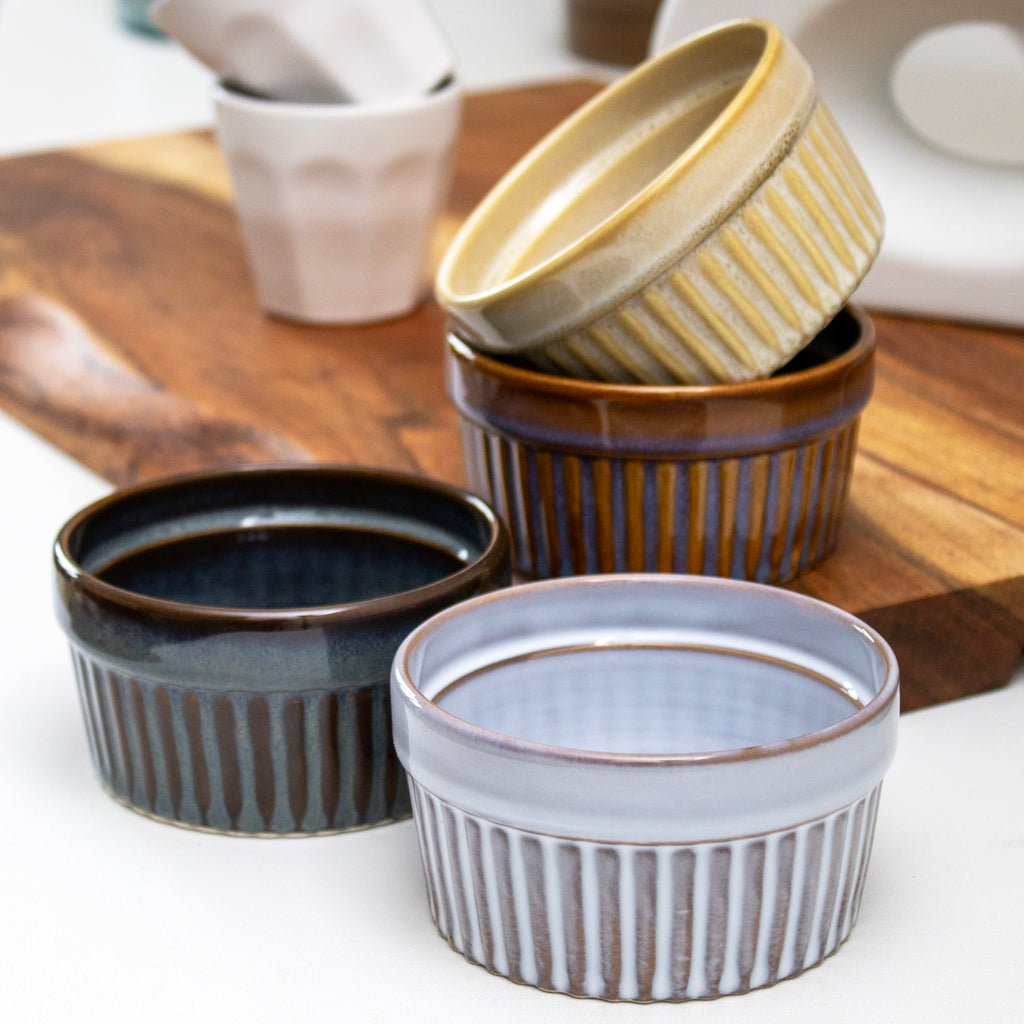 Spraying Ramekins Set Of 4 Dark Mix Reactive Glaze Ramekins 9x5x9cm – Darthome