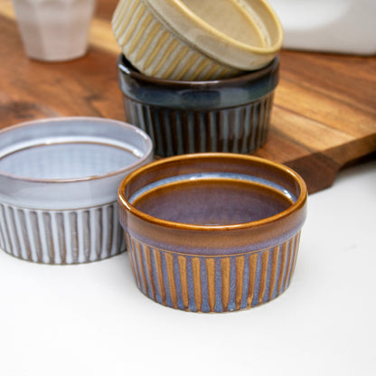 Set Of 4 Dark Mix Reactive Glaze Ramekins