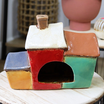 Three Colourful Terraced Houses Candle Holder