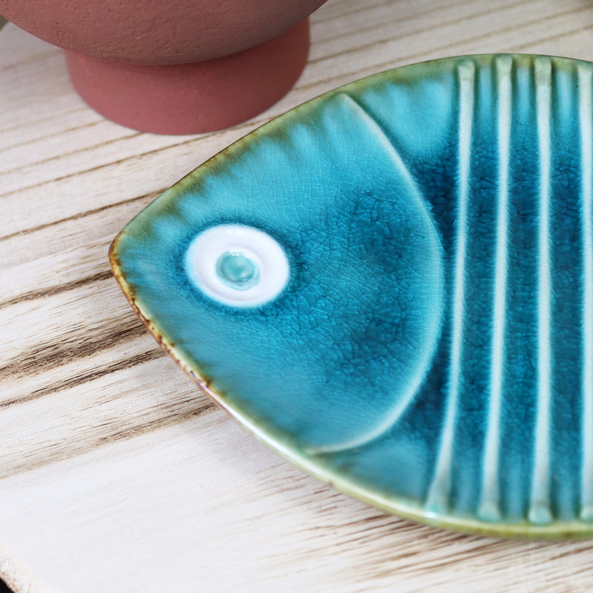 Teal Blue Fish Decorative Plate