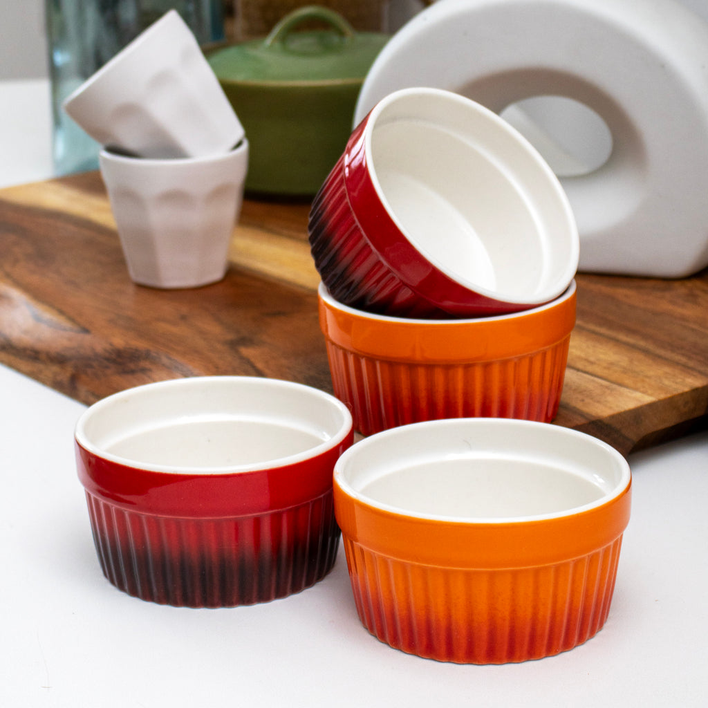 Spraying Ramekins Set Of 4 Light Mix Reactive Glaze Ramekins 9x5x9cm – Darthome