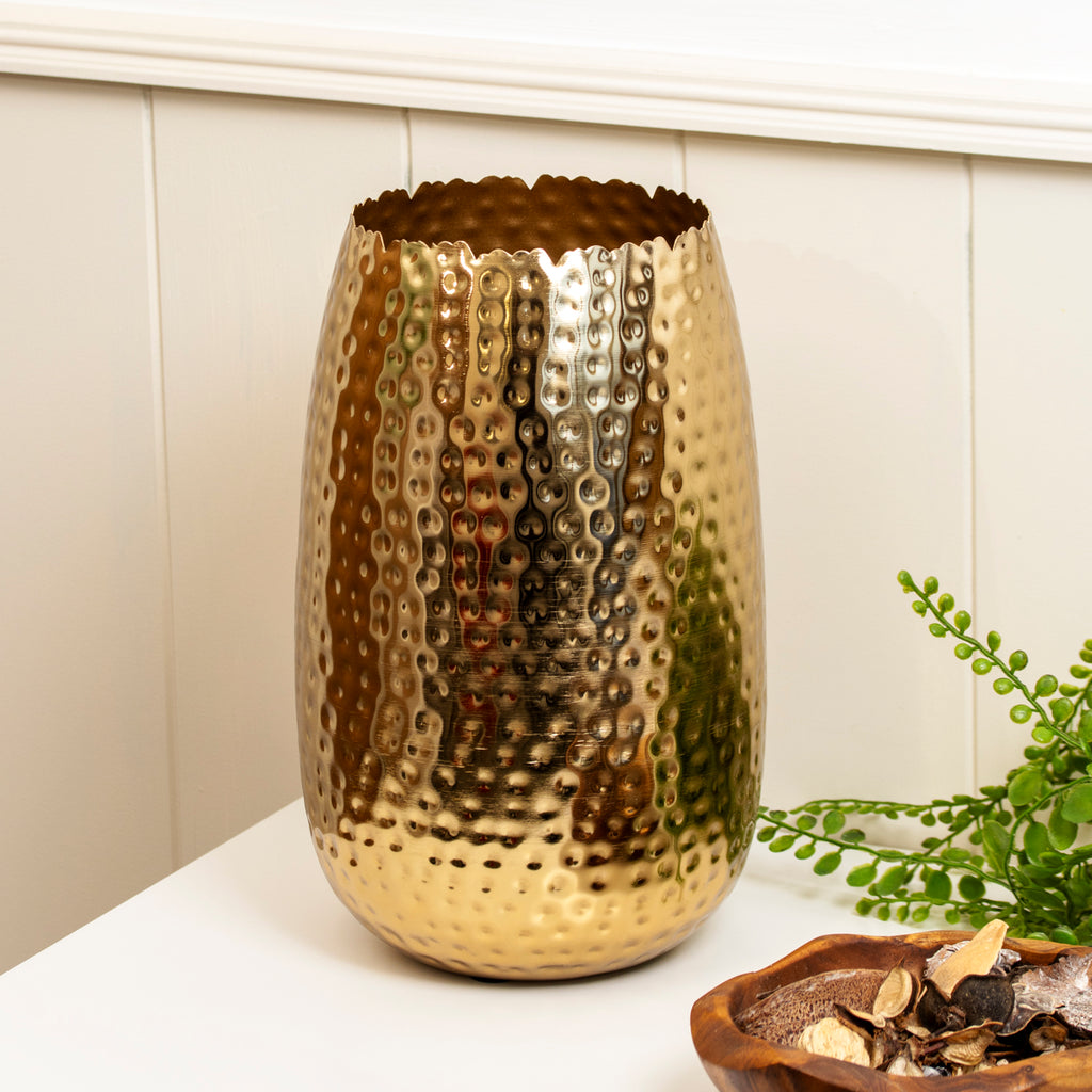 Gold Hammered Metal Vase