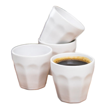 White Panelled Stoneware Espresso Cup Set Of 4