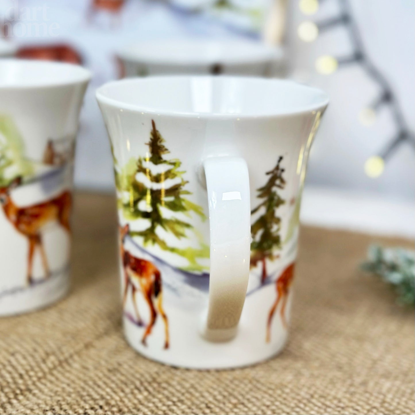 Set Of 4 Deer Family Mugs Giftboxed