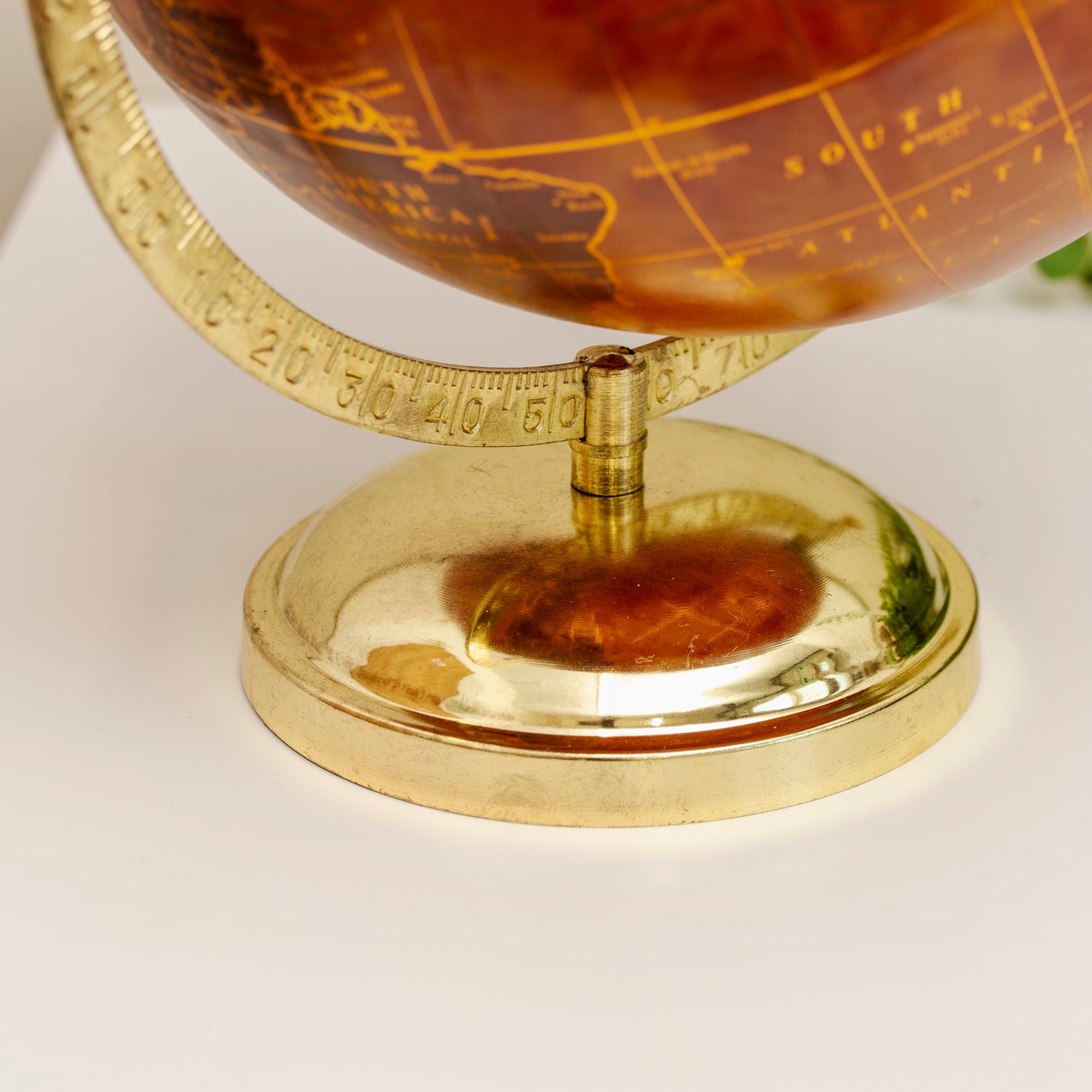 Terracotta And Gold Globe On Metal Stand